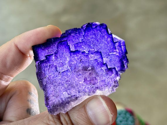 Purple Fluorite, Natural Cubic Formation, 110g, Old Find, "Dream Crystal," Esperanza Mine, Melchor Musquiz, Coahuila, Mexico T658