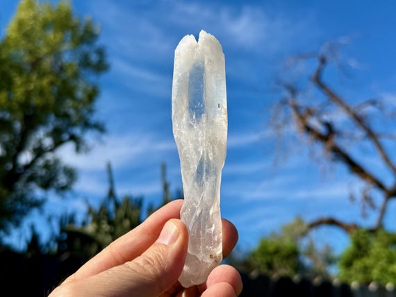 White Tipped Halloysite Quartz, Elongated Formation, 109g, Old Find, Energetic Clearing & Angelic Contact, Boyaca, Colombia A240