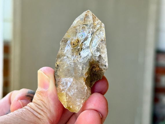 Golden Healer Herkimer Diamond with Rainbow, 61g, New Find, Third Eye Chakra, Highest Vibration, Universal Life Force, New York T642