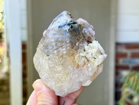 Canga Rose Quartz with Blue Tourmaline & Citrine, 283g, Rare Find, Crystallized Rose Quartz, Taquaral, Minas Gerais, Brazil W846