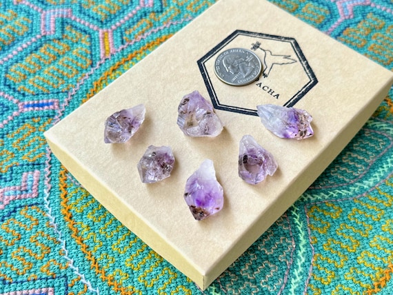 Amethyst with Cacoxenite Inclusions, Lot of 6 Pieces, New Find, Crown & Third Eye Chakra, Spiritual Purification, Bahia, Brazil R873