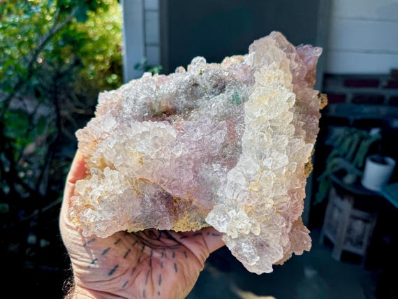 Amethyst Flower Quartz with Celadonite, Self-Standing, Plate Formation, 2.2 Kilo, New Find, Rio Grande do Sul, Brazil W807