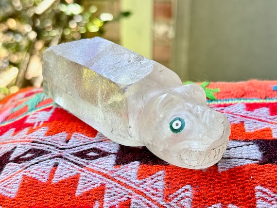 Andean Crystal Jaguar, MINOR SCRATCH and DENT, Hand Carved from Native Quartz in Peru's Sacred Valley, Artist Ruben Layme