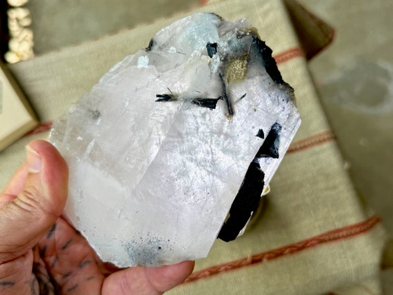 Blue & Black Tourmaline Quartz, 890g, Old Find, Aracuai, Minas Gerais, Brazil W315