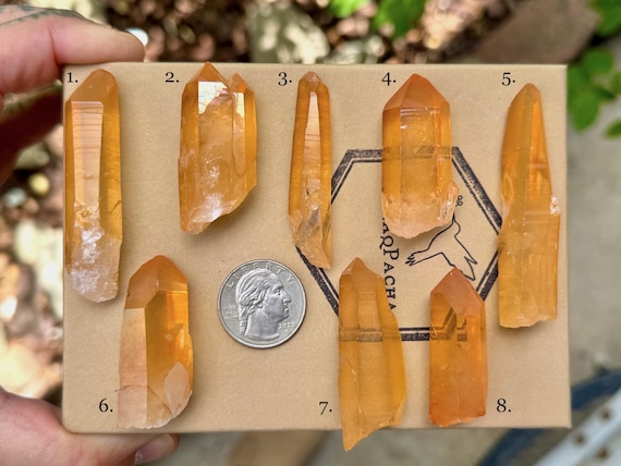 Tangerine Lemurian Quartz, Natural & Water Clear, Choose ONE of Eight, Sacral and Solar Plexus Chakra, Minas Gerais, Brazil A808