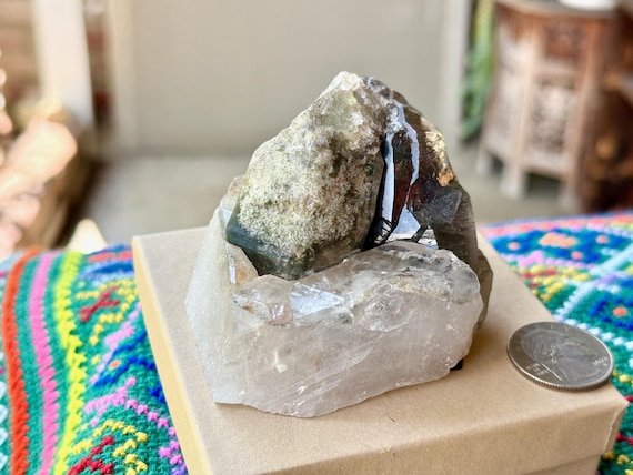 Lodolite Quartz, Yin-Yang Formation, Self-Standing, 267g, Masculine Feminine Balance, Corinto, Minas Gerais, Brazil W631