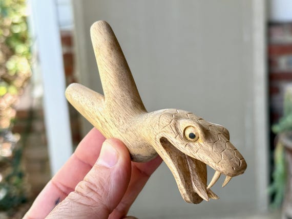 Snake Kuripe, Hand-Carved Single Block, Traditional Shamanic Applicator Pipe