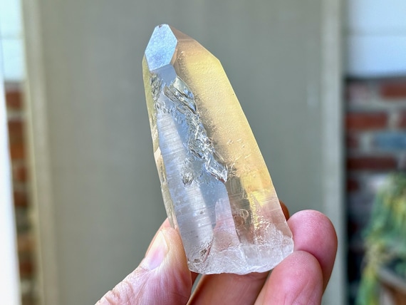 Lightning Strike Lemurian Quartz, Mild Citrine Inclusion, 135g, Rare Find, Goias, Brazil T438