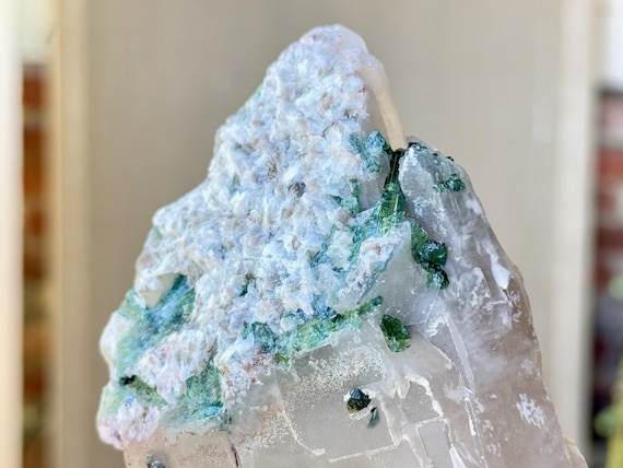 Green Tourmaline Quartz with Lepidolite, Aricanga Mine, 1.1 Kilo, New Find, São Jose da Safira, Minas Gerais, Brazil X363