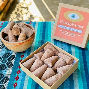White Sage & Copal Incense Cones, Handmade Natural Sage Incense, Ethically and Sustainably Harvested, Incense for Smudging and Purification
