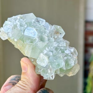Green Apophyllite Quartz, &quot;Disco Ball Apophyllite,&quot; 180g, Rarest Color, Heart Chakra and Crown Chakra, India W937