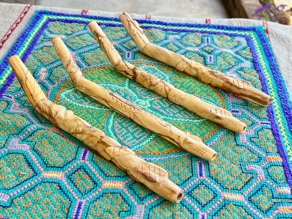 Palo Santo Tepi Pipe, Ethically Harvested, Hand Carved Wood Tepi, shamanic applicator pipe, Made in Peru