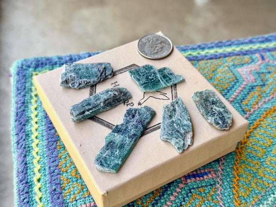 Ocean Kyanite Lot, 6 pcs, Blue-Green Kyanite, Heart & Throat Chakra Connection, Tanzania B452