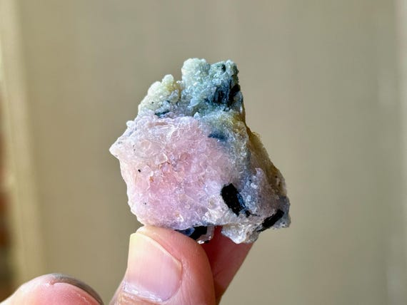 Canga Rose Quartz with Blue Tourmaline, 25g, Crystallized Rose Quartz, Taquaral, Minas Gerais, Brazil A571