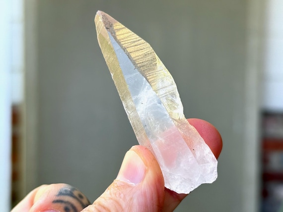 Pink Lemurian Quartz with Time Link, 30g, New Find, Crown Chakra Crystal, Bahia, Brazil S935