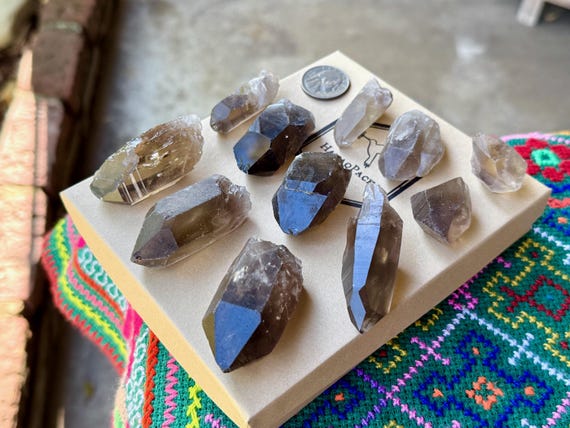 Shadow Healer Lemurian Quartz Lot, 11 pcs, Smoky Citrine Lemurians, Trauma Healing & Shadow Work, Bahia, Brazil WS227