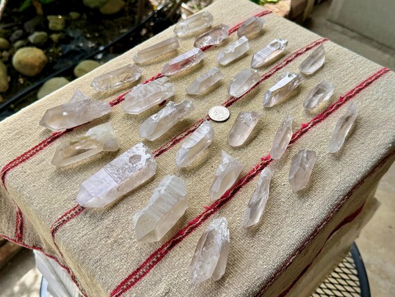 Smoky Lemurian Quartz Lot, 27 pcs (1 Kilo), All Natural, Hand-Selected Lemurian Points, Serra do Cabral, Minas Gerais, Brazil WS051