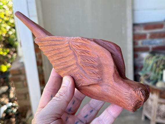 Owl Pipe, Traditional Wooden Tobacco Pipe for Shamanic Ceremony, Handmade in Pucallpa, Peru