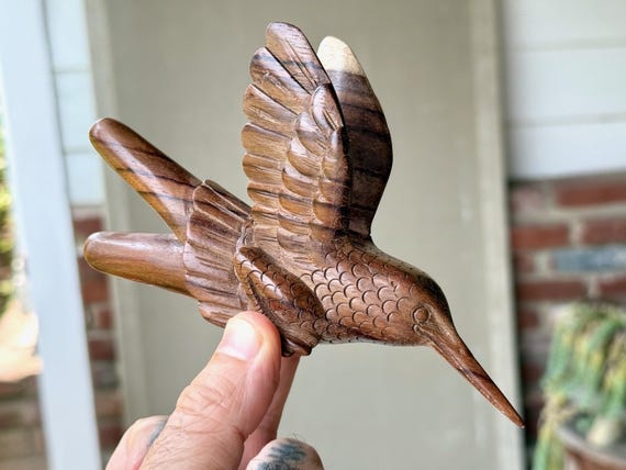 Hummingbird Kuripe, Solid Wood Kuripe, Hand Carved from a Single Block of Tropical Hardwood, Traditional Shamanic Applicator Pipe