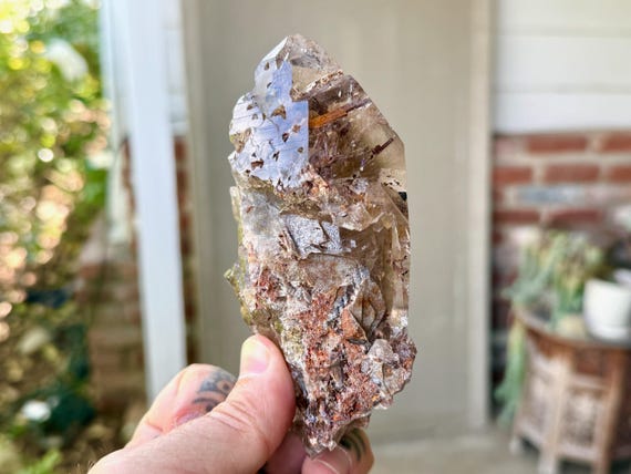 Smoky Quartz with Red Epidote, Growth Interference, 362g, New Find, Minas Gerais, Brazil W353