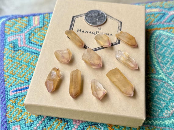 Golden Healer Amethyst Lot, 10 Pieces, Bicolor Purple-Tipped Amethyst with Hematite Inclusion, Crown Chakra, Minas Gerais, Brazil T079