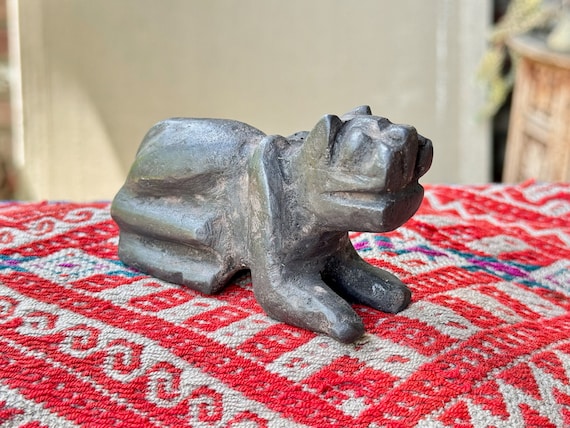 Incan Puma Statue by Peruvian Artist Ruben Layme, Hand Carved from Alleged Meteoric Black Metallic Rock Found in Peru's Sacred Mountains