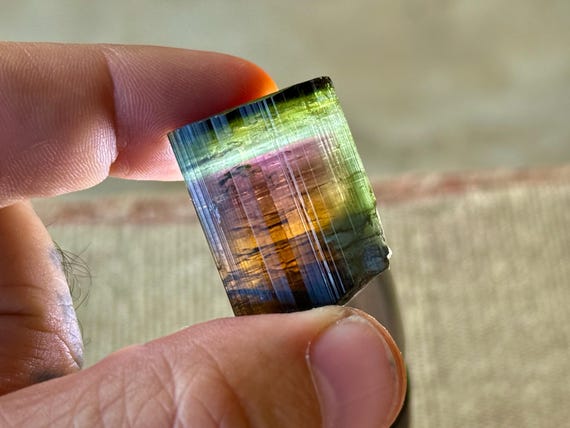 Multicolor Tourmaline, Orange, Pink, Blue & Green Colors, 29g, New Find, Coronel Murta, Minas Gerais, Brazil T591