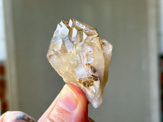 Elestial Citrine with Lepidolite, All Natural, 64g, Creativity, Manifestation & Relaxation, Coronel Murta, Minas Gerais, Brazil A307