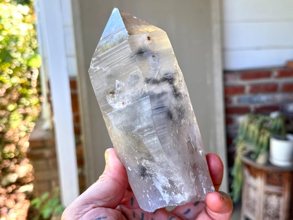 Black Phantom Lemurian Quartz, All Natural, 1.2 Kilo, Detoxification & Purification, Root Chakra Crystal, Bahia, Brazil W257