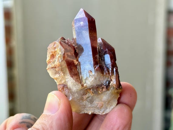 Red Hematite Phantom Quartz, 77g, Root Chakra, Ground & Protection, Zambia A501