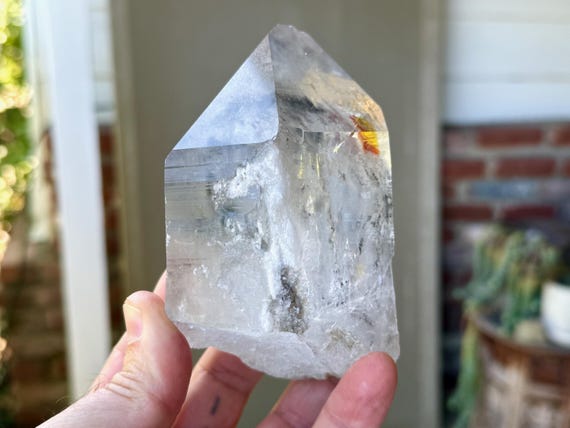 Black Phantom Lemurian Quartz, Water Clear, 736g, Detoxification & Purification, Bahia, Brazil W431