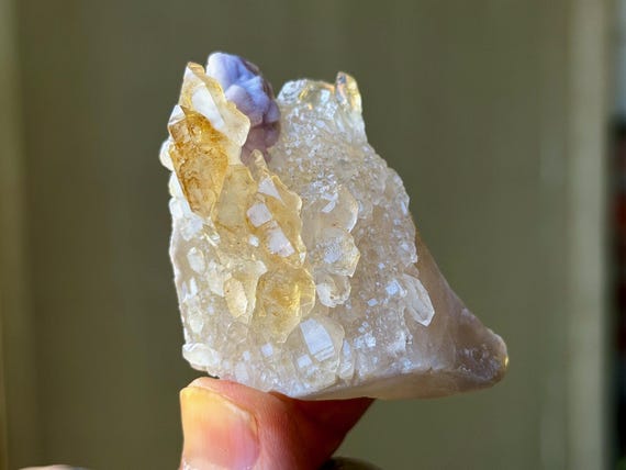 Citrine Quartz with Purple Lepidolite, All-Natural, 71g, Creativity, Manifestation & Relaxation, Coronel Murta, Minas Gerais, Brazil A865