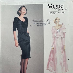 1980s Yves Saint Laurent design dress in 2 lengths Vogue 1996 Uncut sewing pattern Bust 34 Waist 26.5 Hip 36 cocktail party or evening wear
