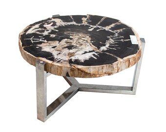 Petrified Wood Coffee Table For Sale black and gray petrified wood coffee end table fossil wood end table with black steel base
