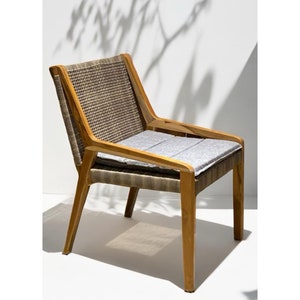 2 x Modern Wicker Wooden Outdoor/Indoor Dining Chair | Handmade, fully assembled