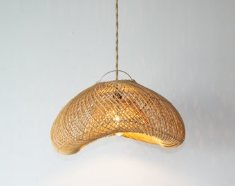 Handwoven Rattan Shell Pendant Light | Simple and Natural Lamp Boho