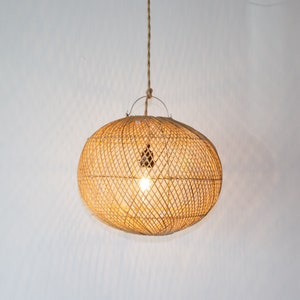 Handwoven Rattan Ball Pendant Light | Simple and Natural Lamp Boho