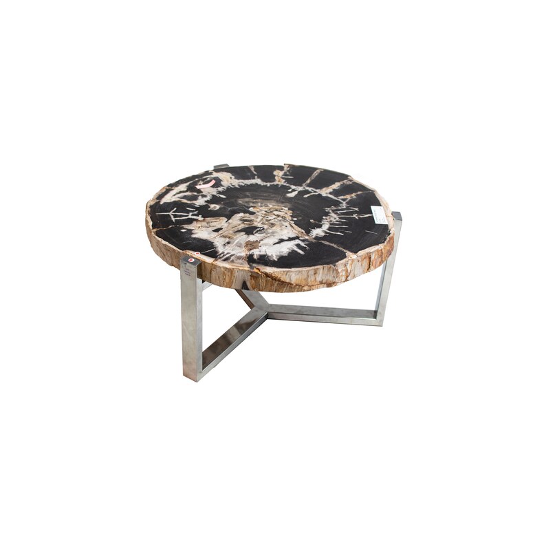 Unique Dark Brown Petrified Wood Kitchen Island image 0