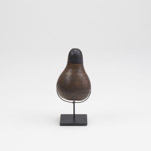 Tribal Antique Pumpkin (Gourd) Decoration on Metal Stand