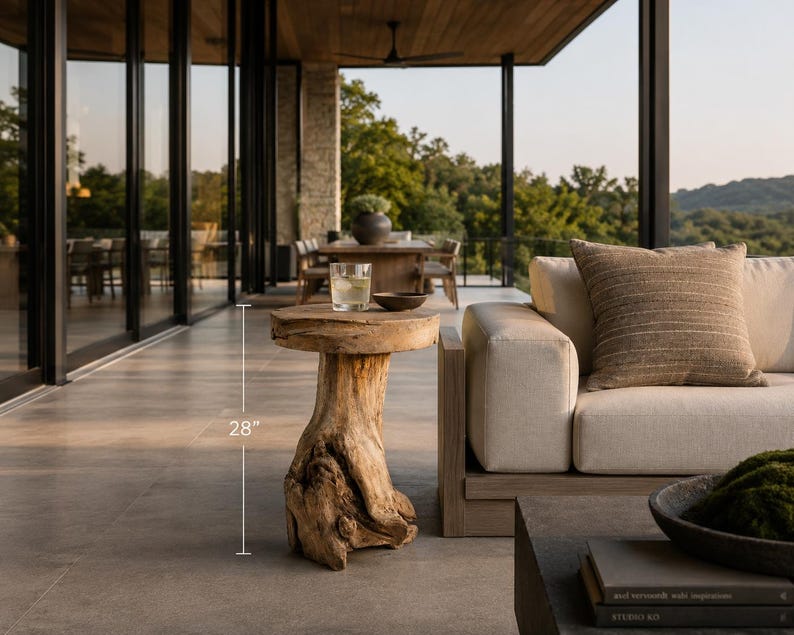 Reclaimed Wood Stool or Side Table | Solid Teak Root | Natural Wood ...