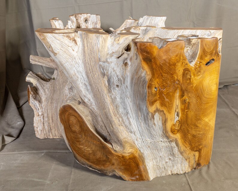 Teak Wood Root Coffee Table With Glass Top, Modern Coffee Table ...
