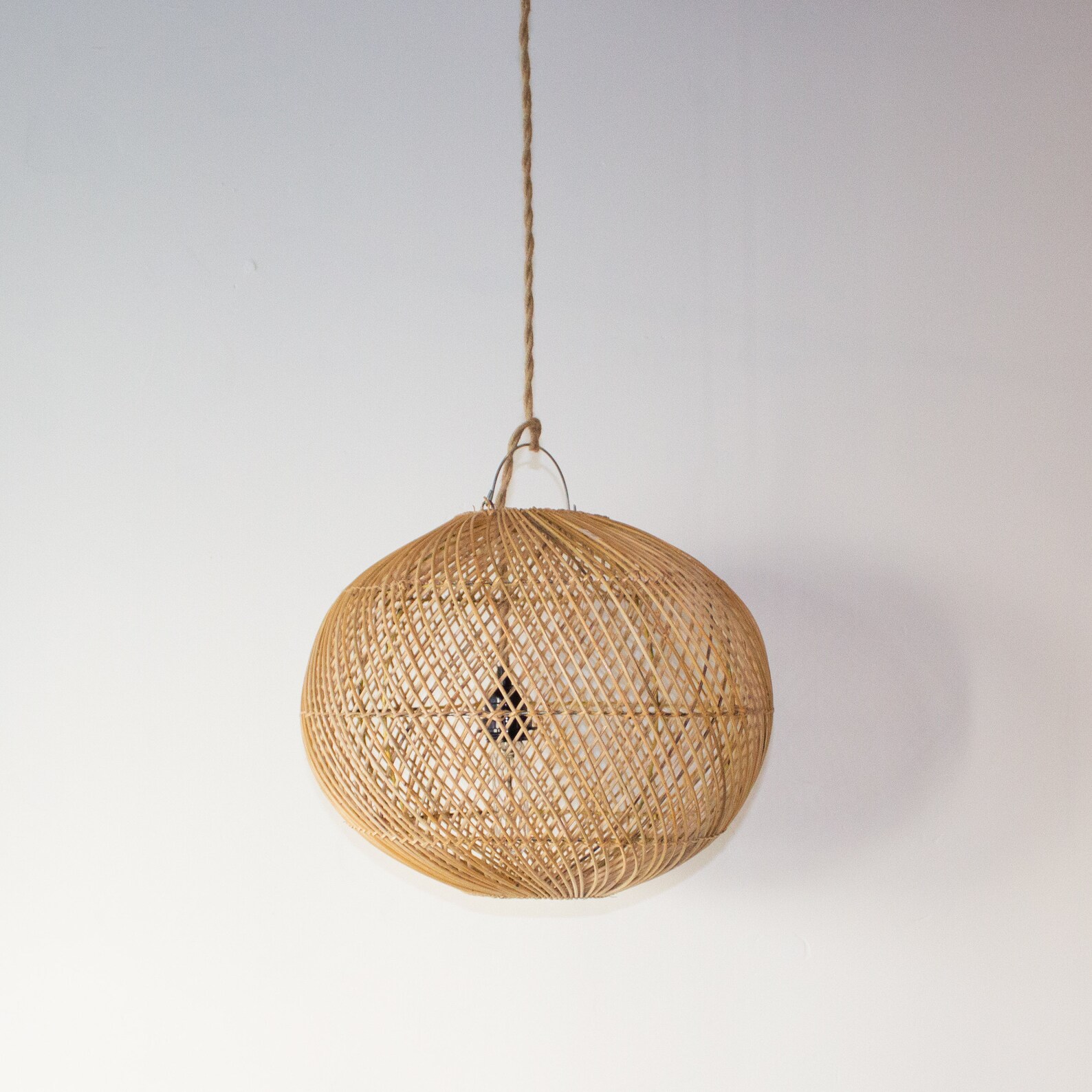 Handwoven Rattan Ball Pendant Light Simple and Natural Lamp Etsy
