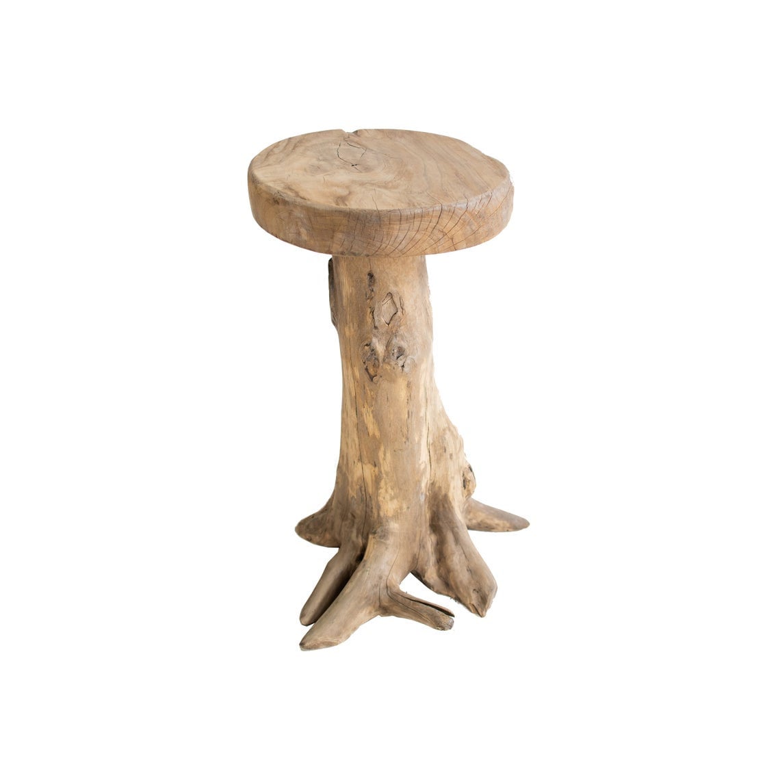Reclaimed Wood Stool or Side Table | Solid Teak Root | Natural Wood ...
