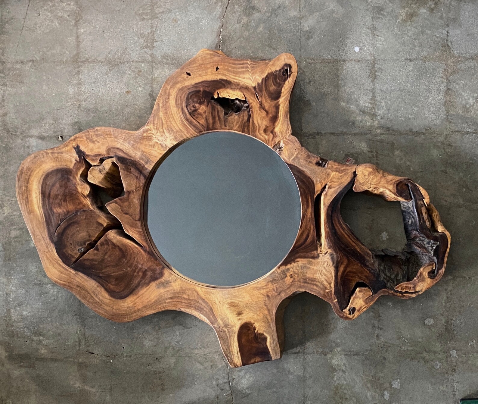 Modern Circle Live Edge Wood Mirror one of a kind. Etsy