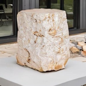 MARBLE SIDE TABLE Natural Light Block Bedside Table , Hammer Hit Edges Solid Stool or End Table -Different options available
