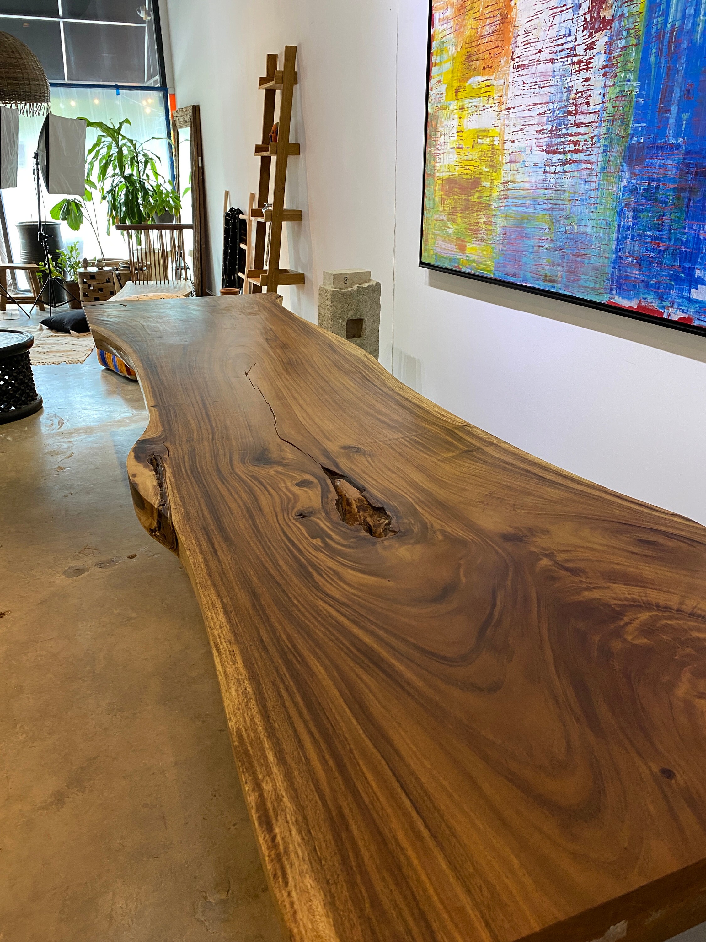 Large Live Edge Table 136 Wood Slab Metal Base Etsy