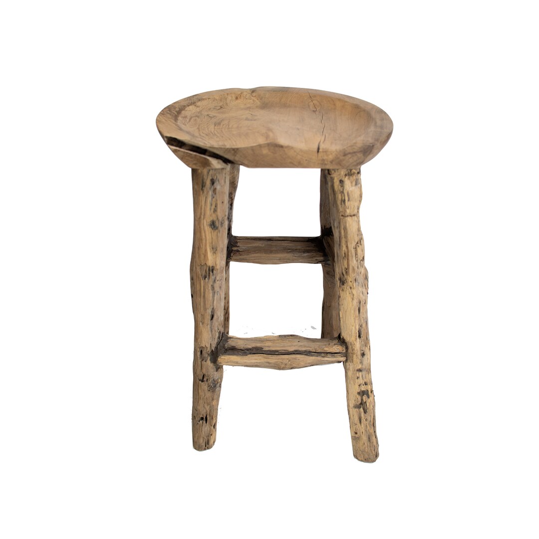 Reclaimed Wood Stool or Side Table | Solid Teak Root - Etsy