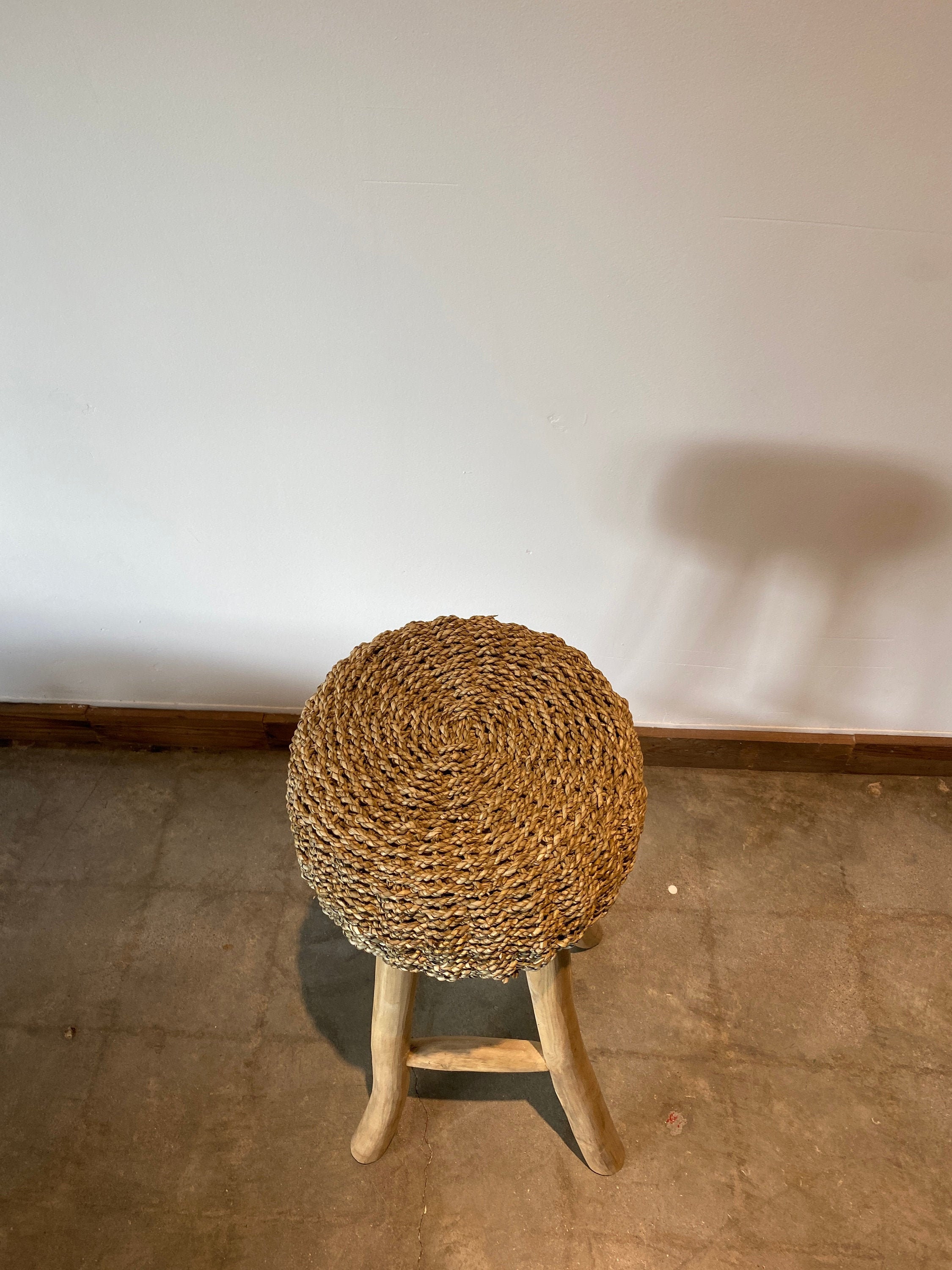 RAFFIA BAR STOOL Handmade Teak Wood Stool for Bar or Kitchen