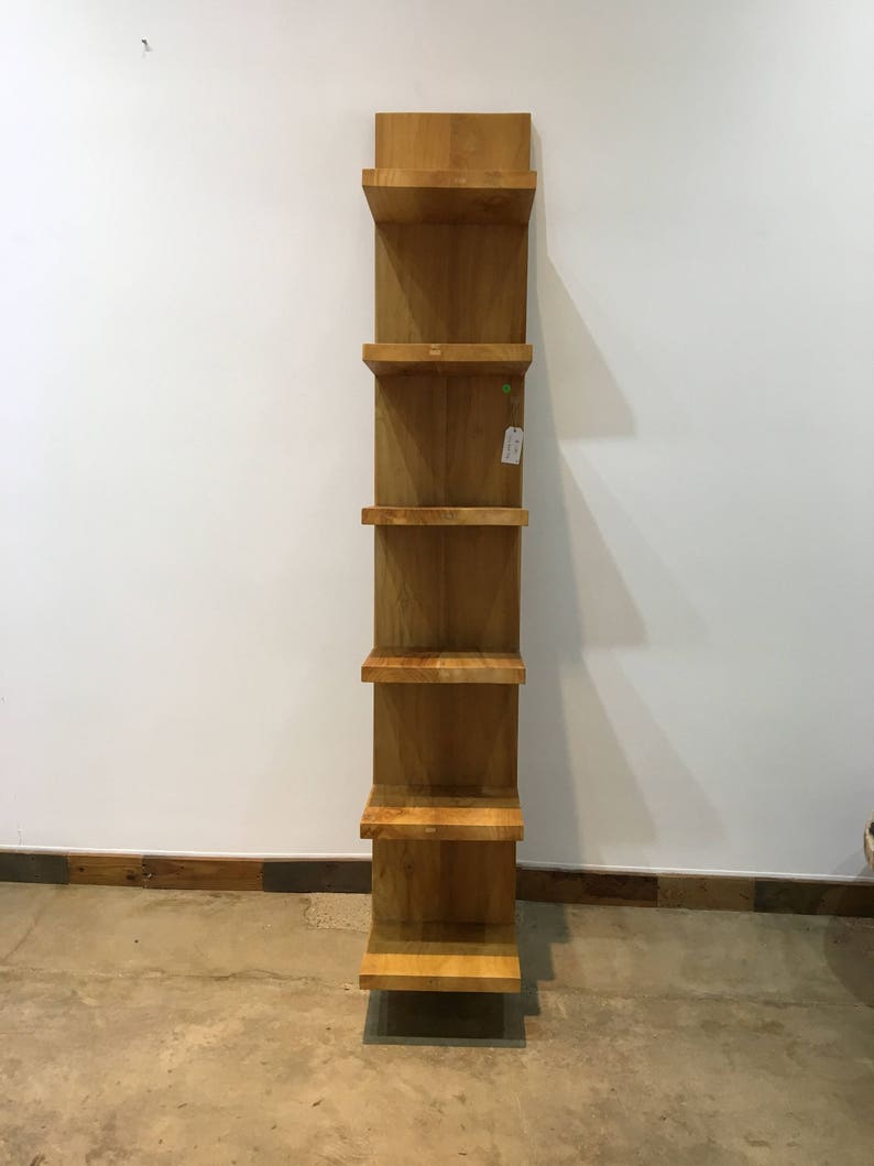 Solid Teak Wood Leaning Book Shelf Etsy