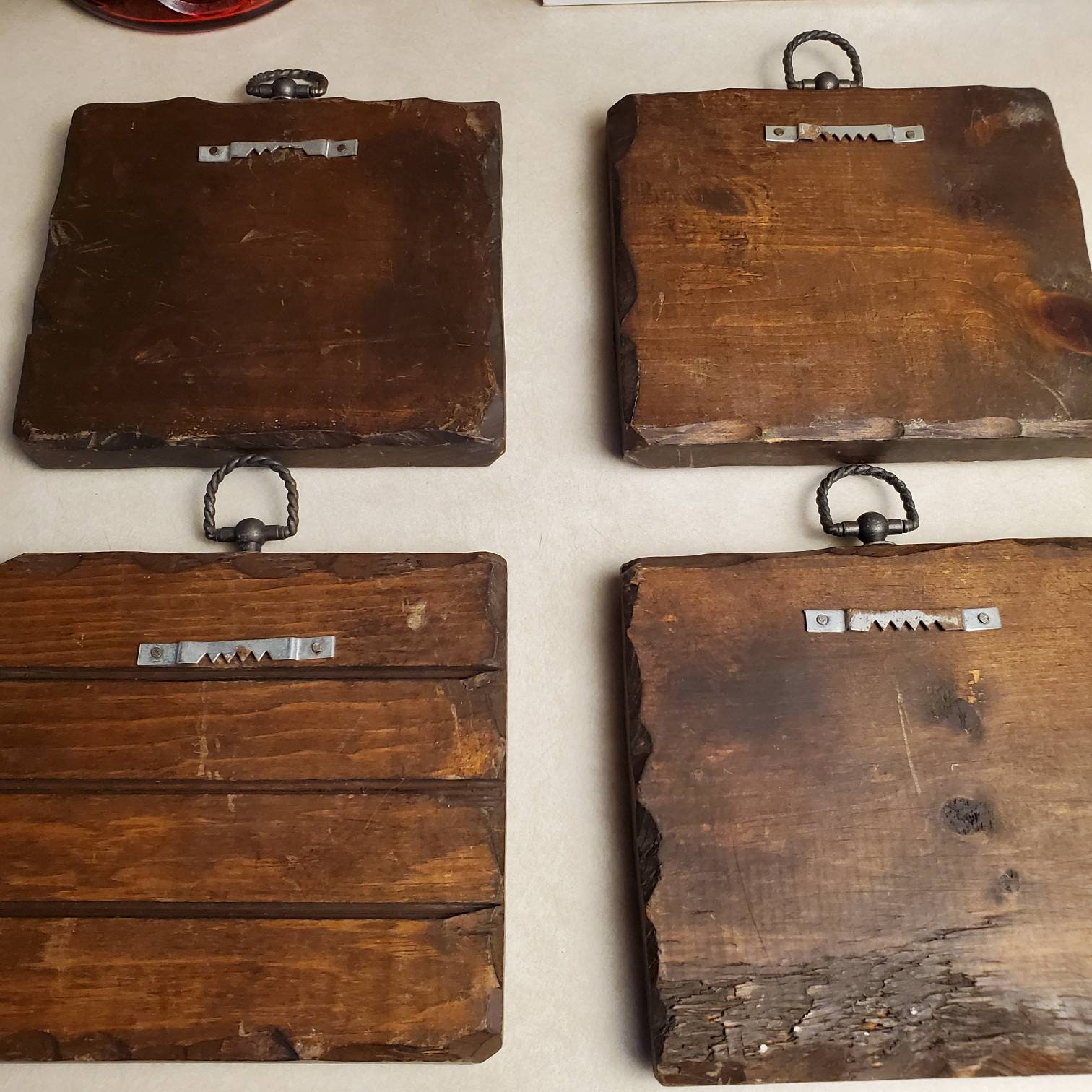 Set of 4 Vintage Hand Made Wooden Wall Plaques Rustic Decor Etsy